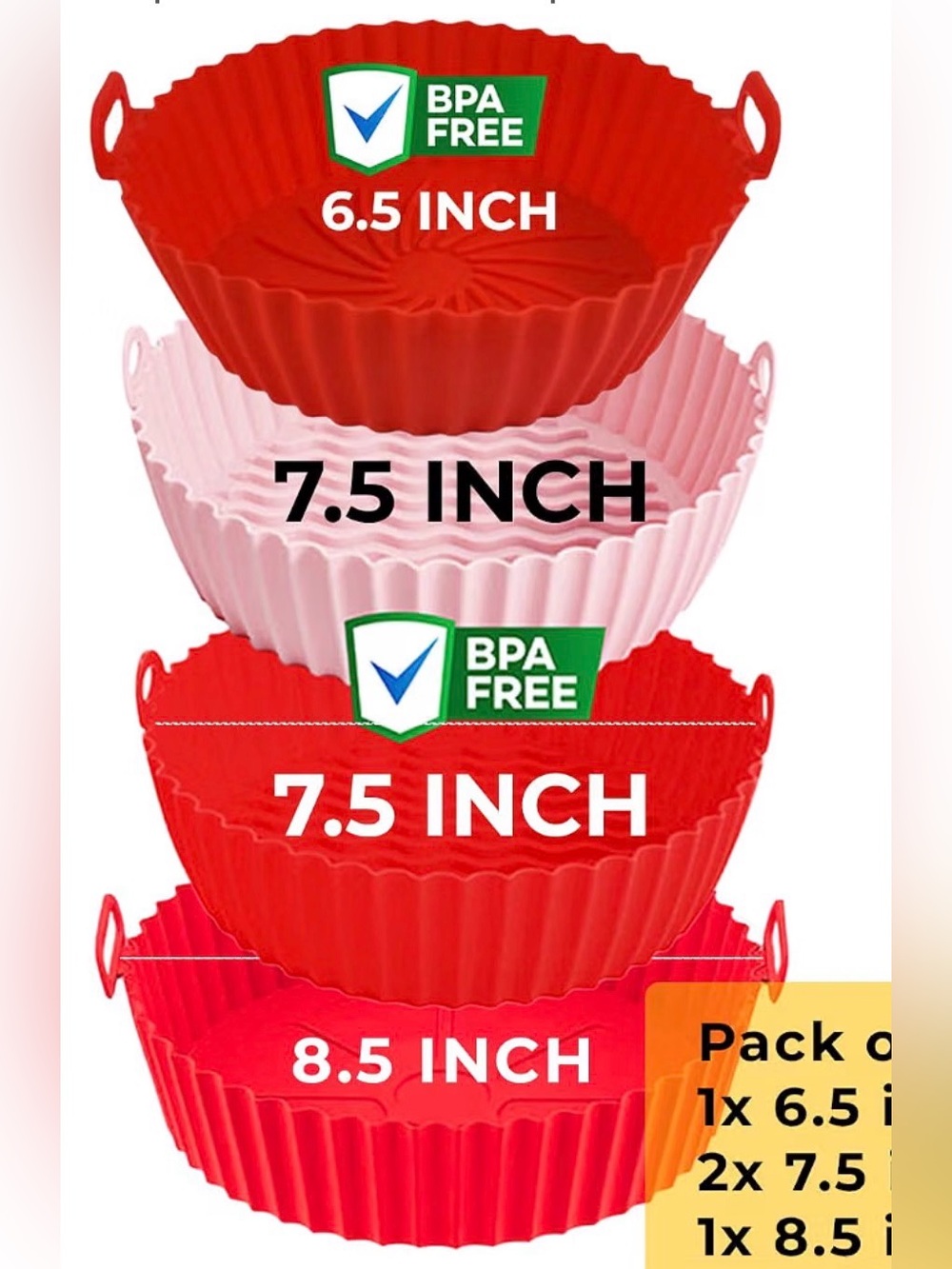 New 4pc air fryer Scalloped Edge Silicone inserts